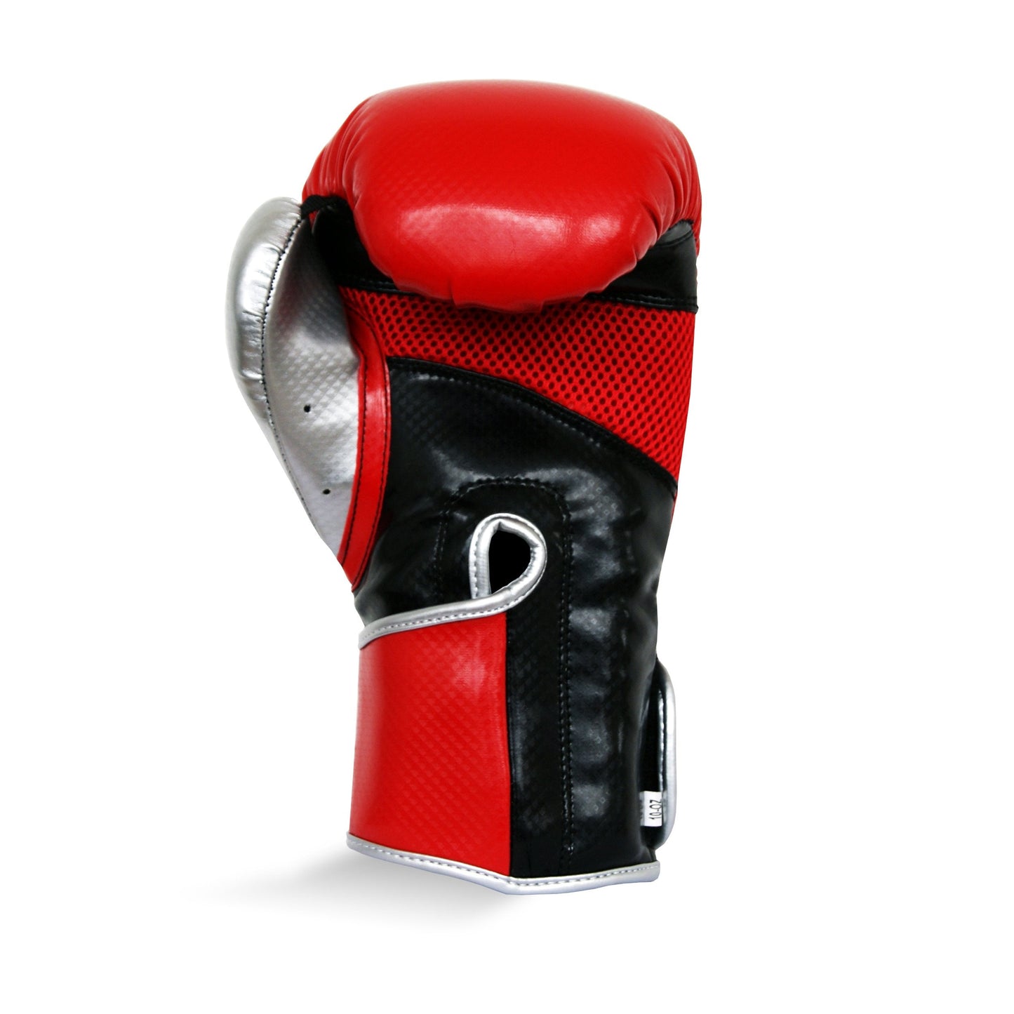 Red and Silver Boxing Glove. Photographed from behind