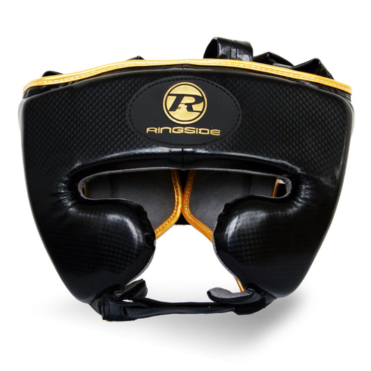 Black and Gold Boxing Head guard studio photo