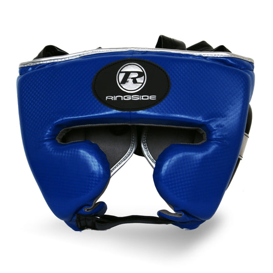 Blue and Silver Boxing Head guard studio photo