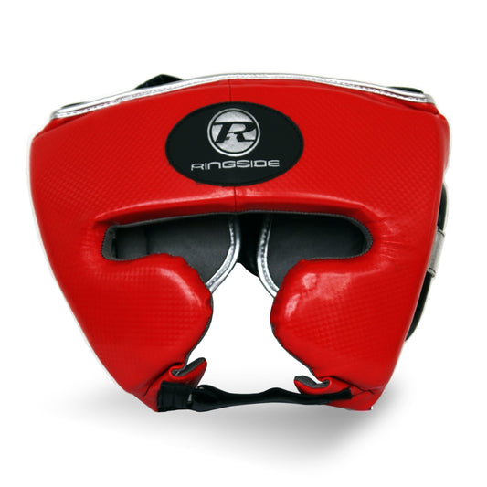 Red and Silver Boxing Head guard studio photo